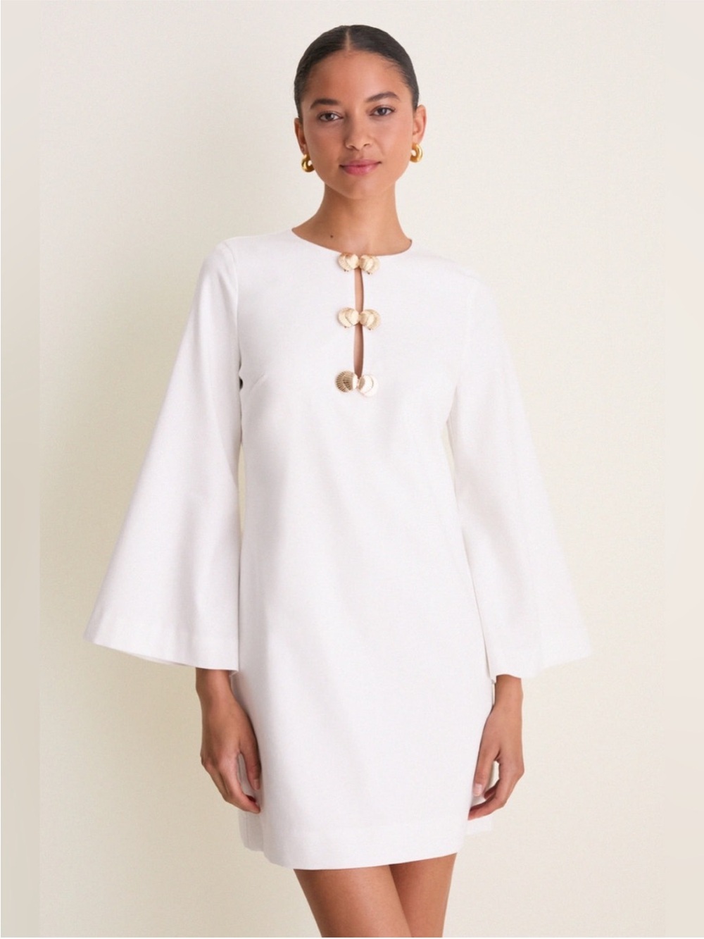 Tuckernuck Ivory Linen Shell Hardware Etta Mini Caftan Size XS NWT